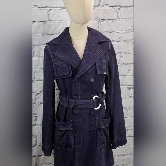 Diesel Women's Trench Coat Jacket Denim Cotton Belted High Quality size Small - Picture 2 of 14